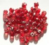 50 6x6mm Red & Silver Cylinder Beads